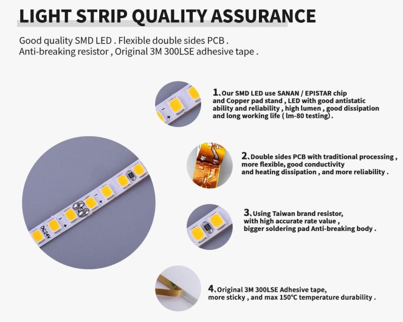 High Bright 24V Thin LED Tape 5mm Flexible Warm 120LED 2835 LED Strip Light