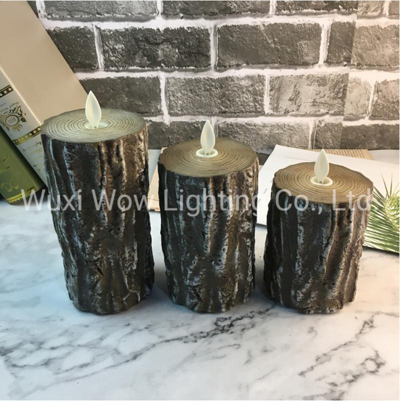 Three-Piece Set Tree Stump Candle Light LED Large Candle Light Festival Wedding Scene Decoration Props