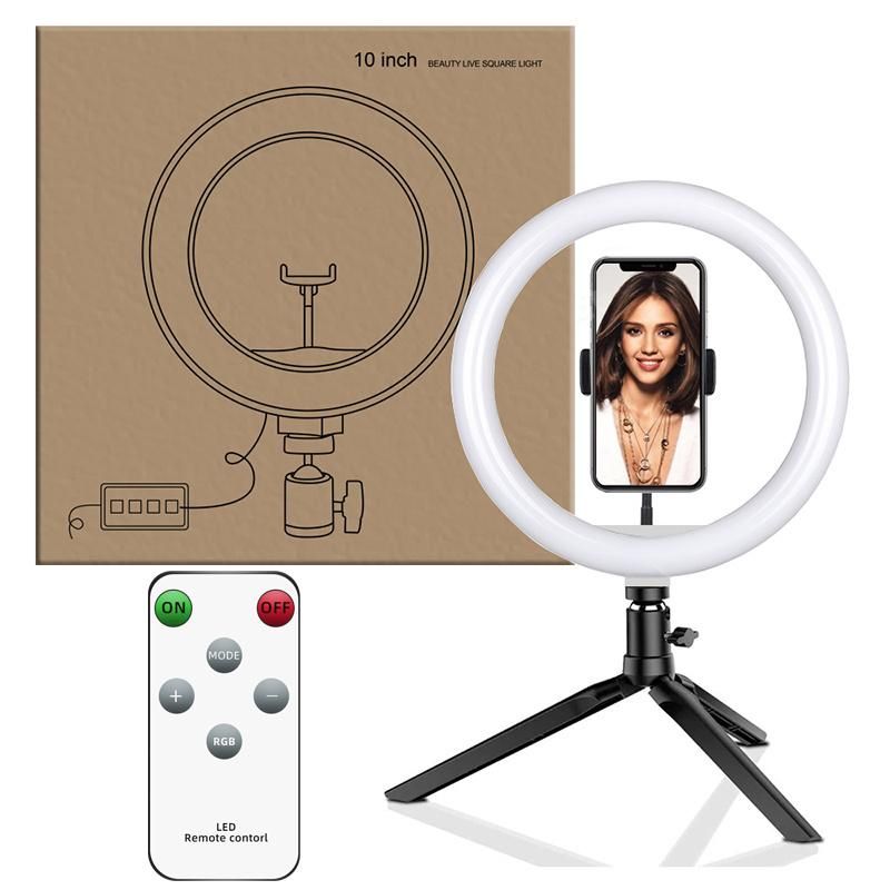 10′′ 26cm RGB Ring Light with Phone Clip Kit Camera Photography Video Selfie RGB LED Ring Light for Mobile Phone