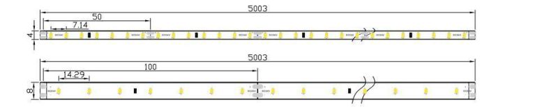 DOT Free High Brightness DC 24V 9.6W 2216 Warm White 4mm 8mm FPC Flexible LED Tape LED Strip Light