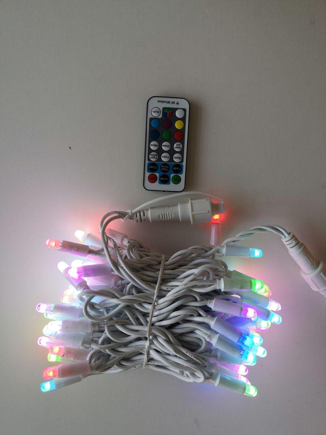10m 100L RGB Color Changing with Remote Control Rubber Wire LED String Light Rubber Christmas Lights