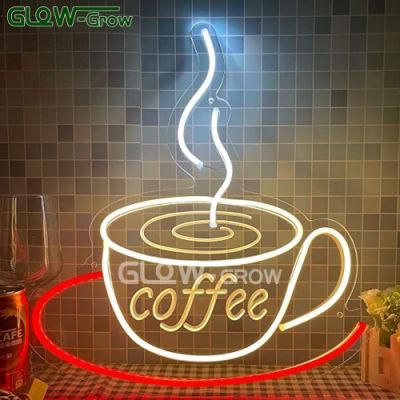 12V coffee LED Neon Letter Sign with Dimmer Switch for Home Cafe Holiday Party Decoration