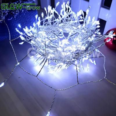 9m 300LEDs 12V Amber LED Micro Wire Christmas White Cluster Fairy Lights with Flash Bulb for Home Garden Holiday Decoration