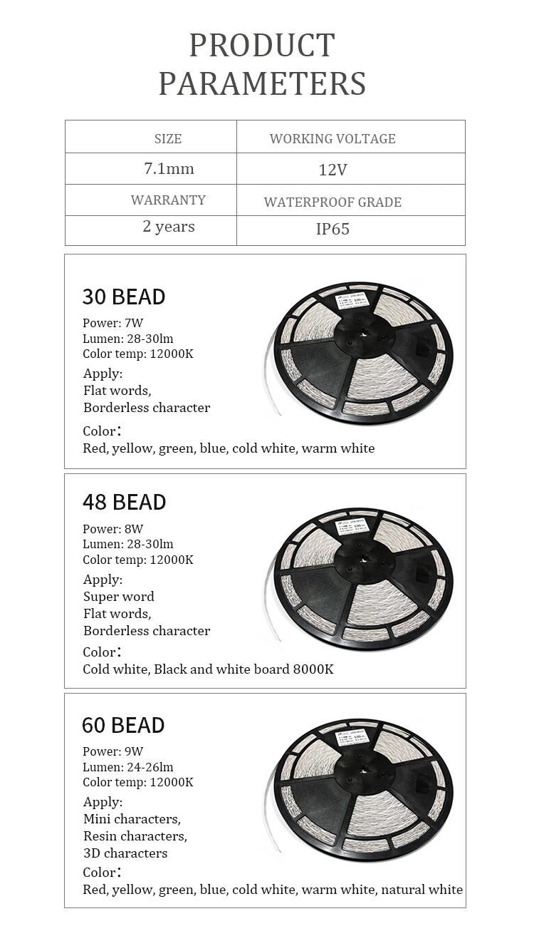 LED Light Flexible S Type LED Strip 2835 IP65 with 2 Years Warranty 12V LED Strips