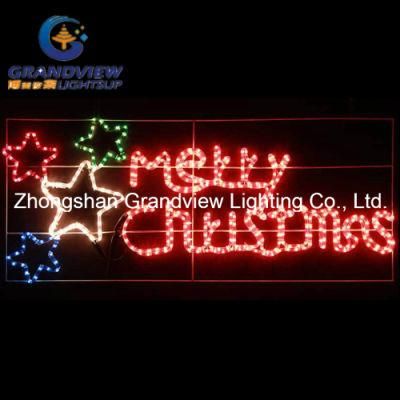Animated 124cm Red &prime;merry Christmas&prime; and Stars Motif Rope Lights