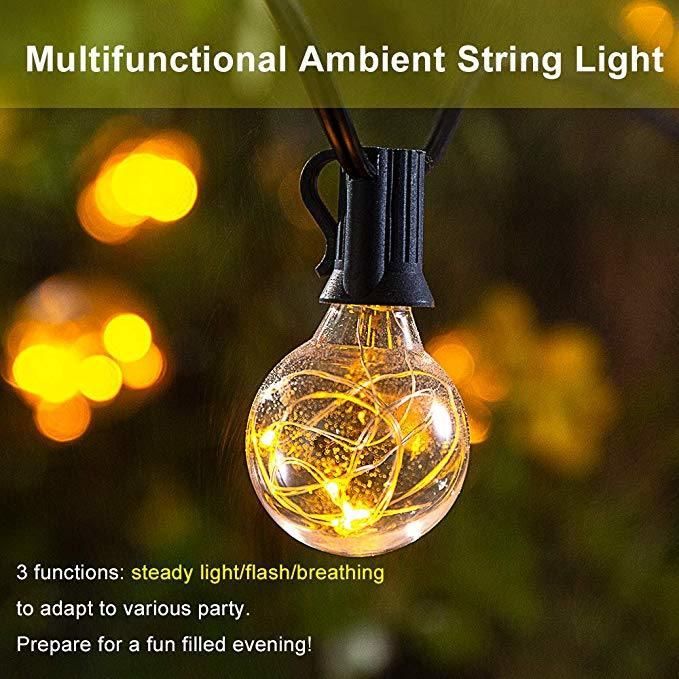 Solar LED Light String G40 IP65 Bulb String for Cafe Gazebo