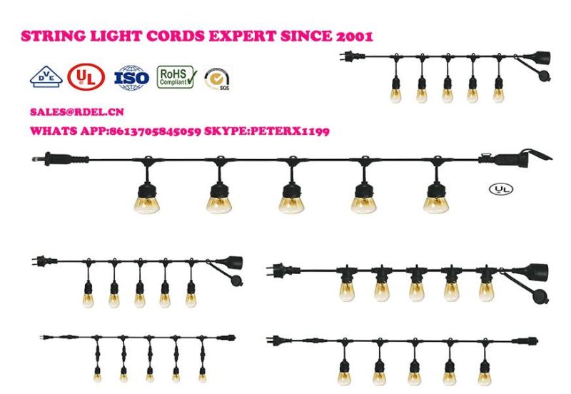 Custom Waterproof Vintage Edison Temporary Incandescent Outdoor Commercial Decorative Christmas String Light