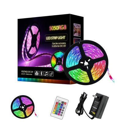 Customized WiFi Voice Control SMD 5m Waterproof 5050 RGB LED Strip Light with 24key Remote
