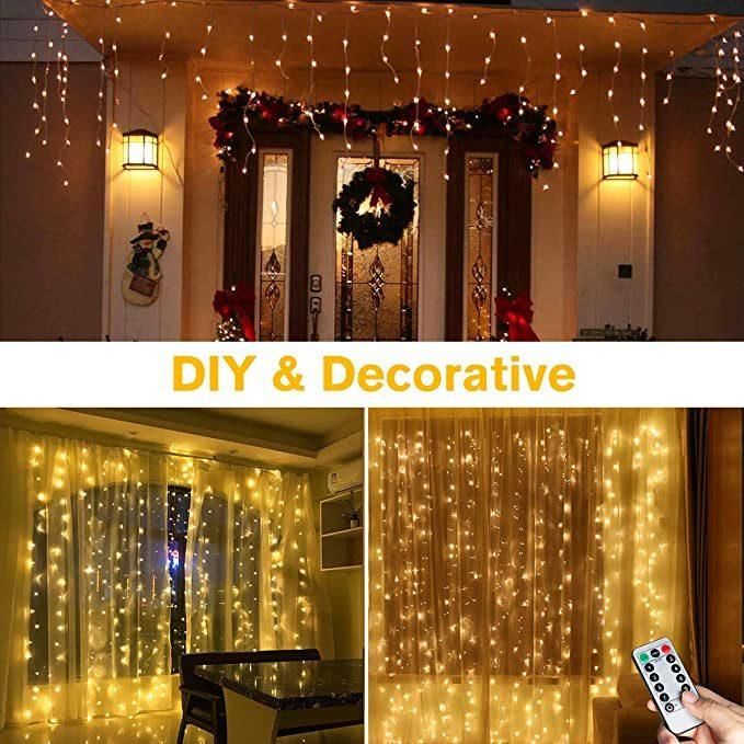 300 LED Curtain Fairy Light with Remote