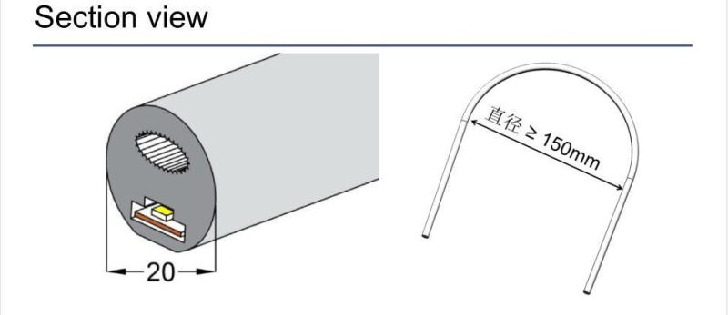 Beam Angle 270 Degrees 20mm Diameter DC12V/DC24V 2835 Flex Neon LED Strip