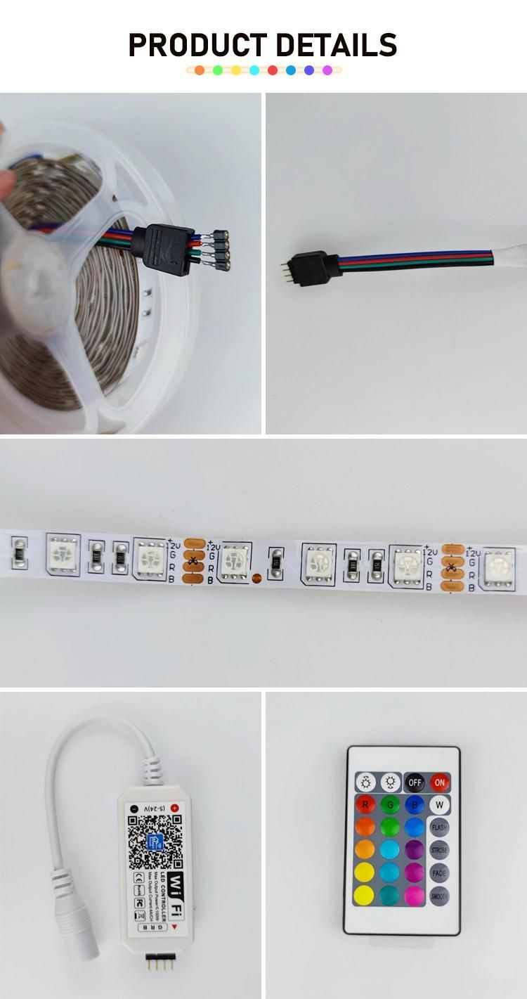 DC12V 5050 IP65 Waterproof 5m RGB Decorative Background Smart LED Strips Light