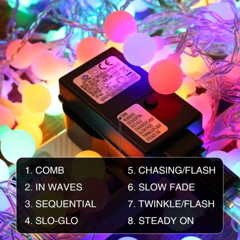 Warm Whiate Christmas Globe Fairy Lights with 8 Modes