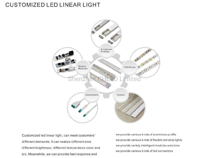 Shenzhen 2727 Aluminum Extrusion Housing Profile Assemble with 24V 196LEDs/M SMD2835 Tape