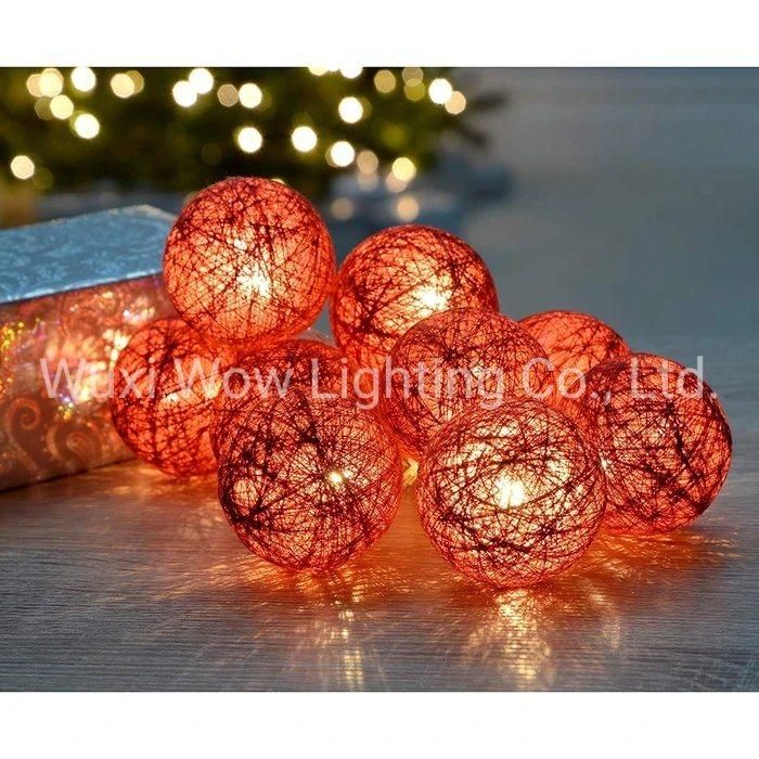 10 Cotton Ball Warm LED Light String Christmas Decoration Red Christmas Lights