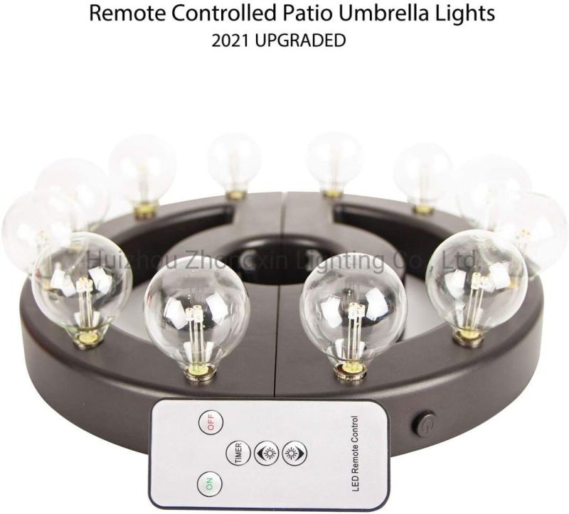 12 Count G40 Bulbs Remote Control Outdoor Patio Umbrella Light