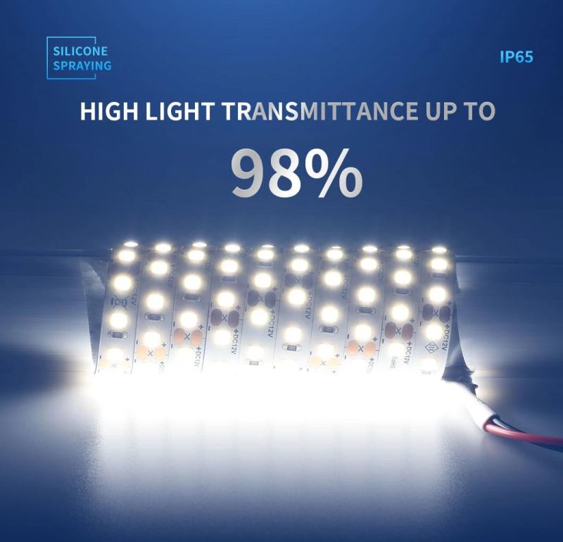 CE RoHS 24V Ra80 3000K-6500K 8.5W Transmittance 98% High Brightness 2835 120LEDs IP65 Waterproof Silicone Spraying Flexible LED Strip