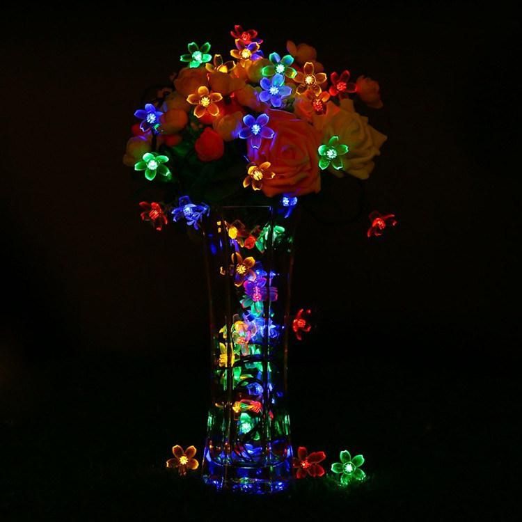 LED Solar Peach Blossom Light String 50 LED Outdoor Waterproof Christmas Decoration Lights