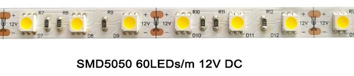 LED Lighting SMD5050 60LEDs/M 12V 14.4W/M Flexible LED Light Strip