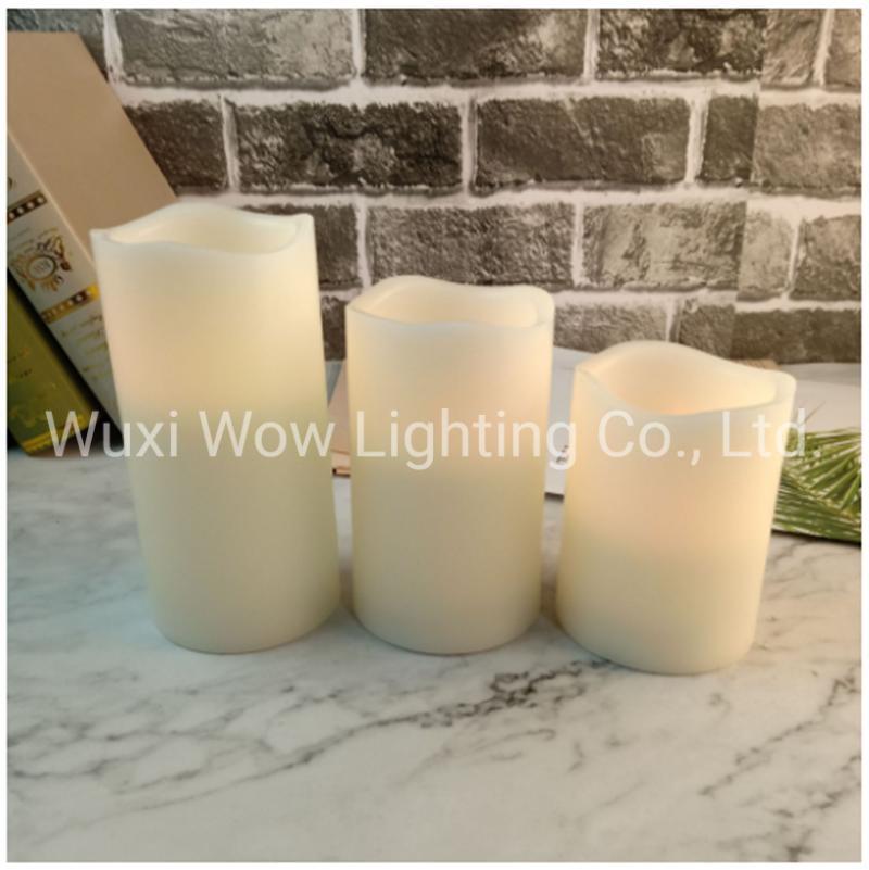 Three-Piece Ivory Wave Mouth Remote Control Function LED Candle Light Wedding Christmas Room Scene Decoration