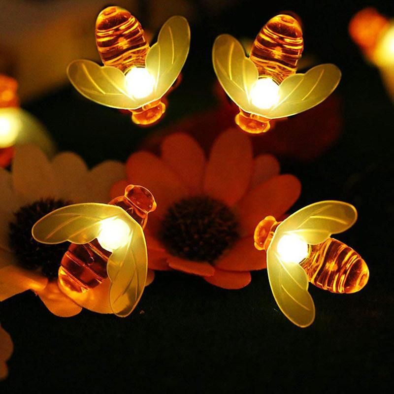 Solar String Lights Honey Bee, Solar Powered Garden Lights, Waterproof Solar Fairy Lights for Outdoor Garden Yard Decor