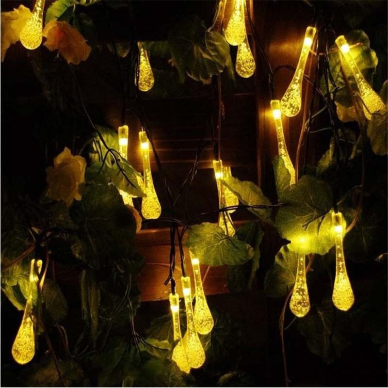 20 LED Solar Powered Water Drop String Lights LED Christmas Light