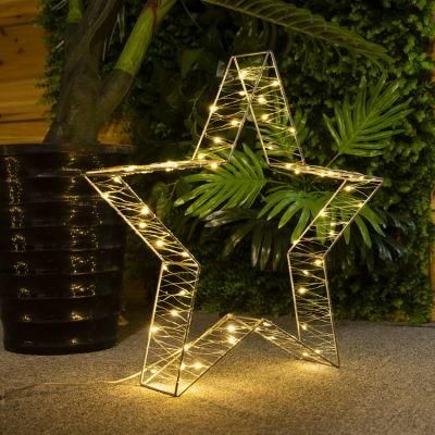 3D Star Ornaments Motif Light with LED Copper Wire Light for Holiday Christmas Decoration