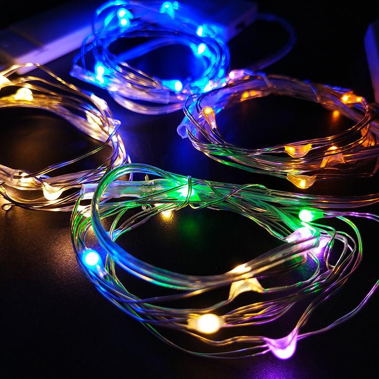 Waterproof 1m 10 Silver Wire Micro LED String Lights with Battery