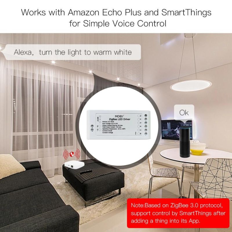 Tuya Smart Strip Lights Zigbee LED Smart Rgbcct LED Strip Light Driver Controller 12V 24VDC Smart Home Automation Alexa Acho Moes Zigbee Gateway Required