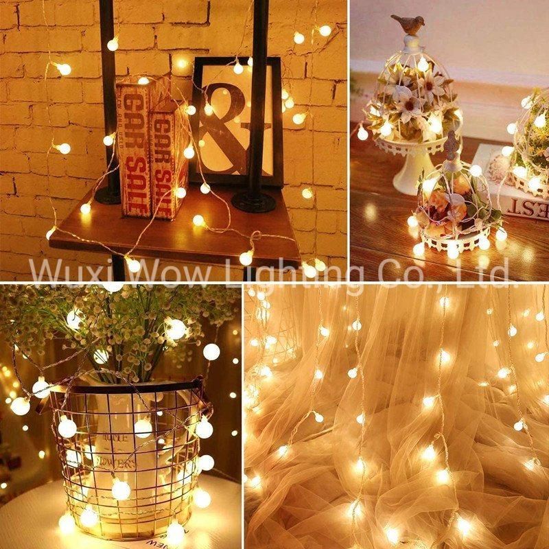 Globe String Light 2 Lighting Modes 16FT 40LEDs Ball IP65 Fairy Lights Battery Powered Decoractive for Indoor Outdoor Lighting