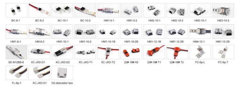 IP20/IP65 2pin 3pin 4pin 5pin LED Strip Connectors