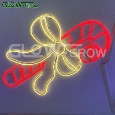 Christmas Red Candy Cane Waterproof LED Custom Neon Sign for Home Bar Holiday Tree Garden Event Street Decoration