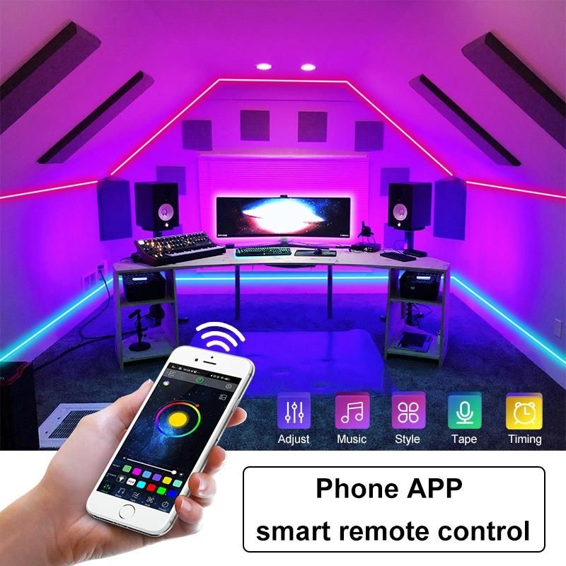 Bluetooth LED Strip/Rope Light RGB Flex Strip Light Kit with Remote Smart Music Color Changing