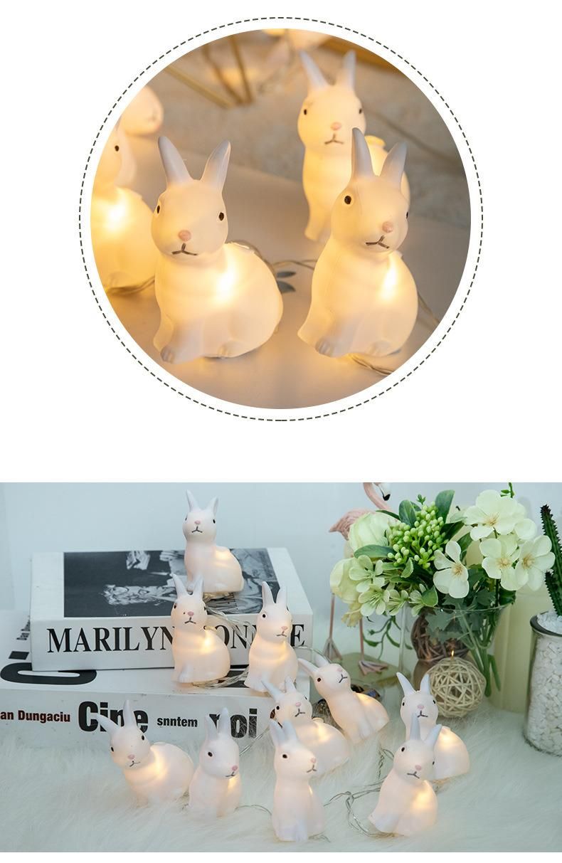 Rabbit-Shaped Battery Box Easter Decorative String Light