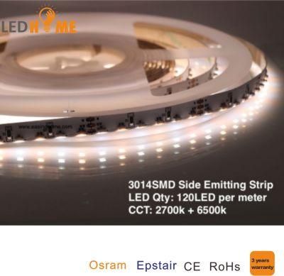 Side Emitting CCT Control Decorative SMD3014 LED Light Strip
