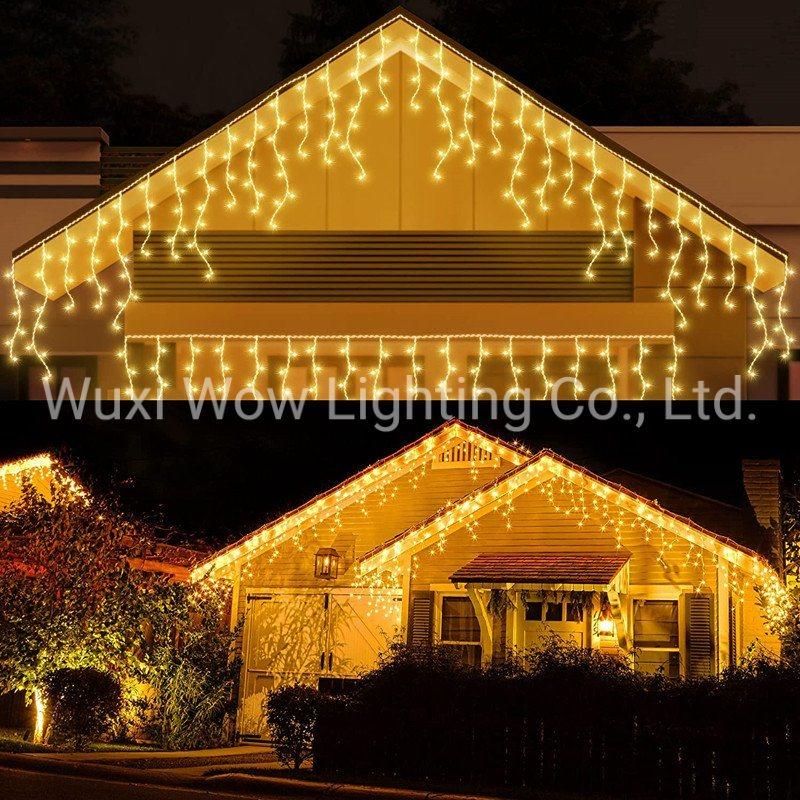 Icicle Lights Outdoor 10m 400 LED Waterproof Outdoor Christmas Lights 8 Modes Plug in Long Fairy Light Connectable Window Curtain Lights for Home Garden