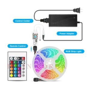 RGB 10m Waterproof&#160; LED Light Flexible DC 12V LED Light Strip Tape RGB Diode Ribbon with WiFi and Intelligent Voice and 6A Power Adapte