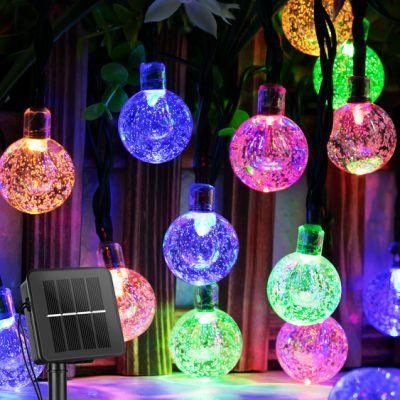 Solar String Lights Outdoor 60 LED 35.6 Feet Crystal Globe Lights with 8 Lighting Modes