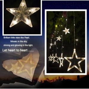 Safety LED 12 Big Star Curtain Light Fairy Light for Indoor Decoration