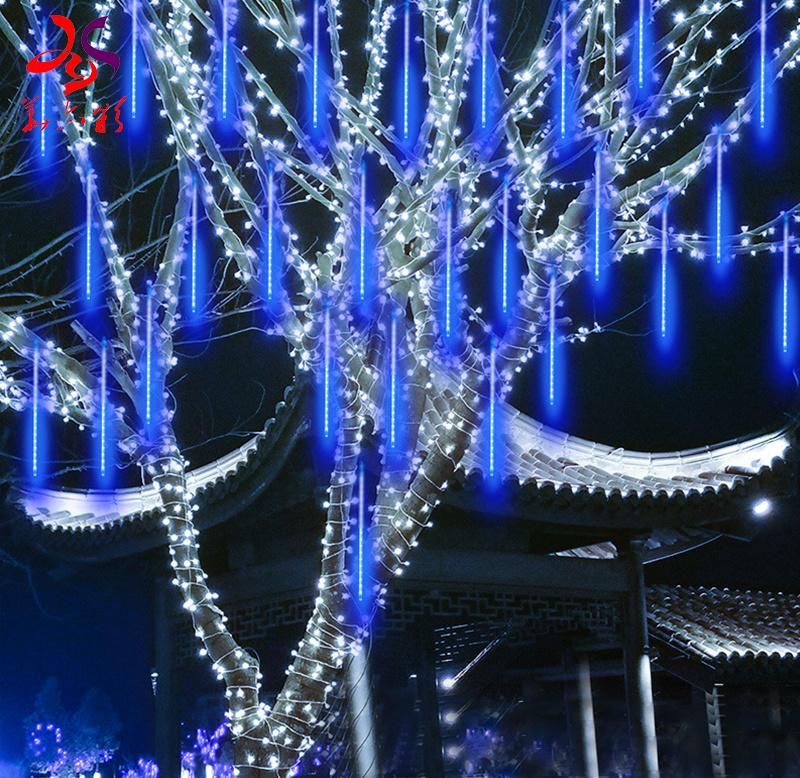 Festival RGB Wedding Icicle Fall String Outdoor Street LED Meteor Shower Style Holiday Decoration Light