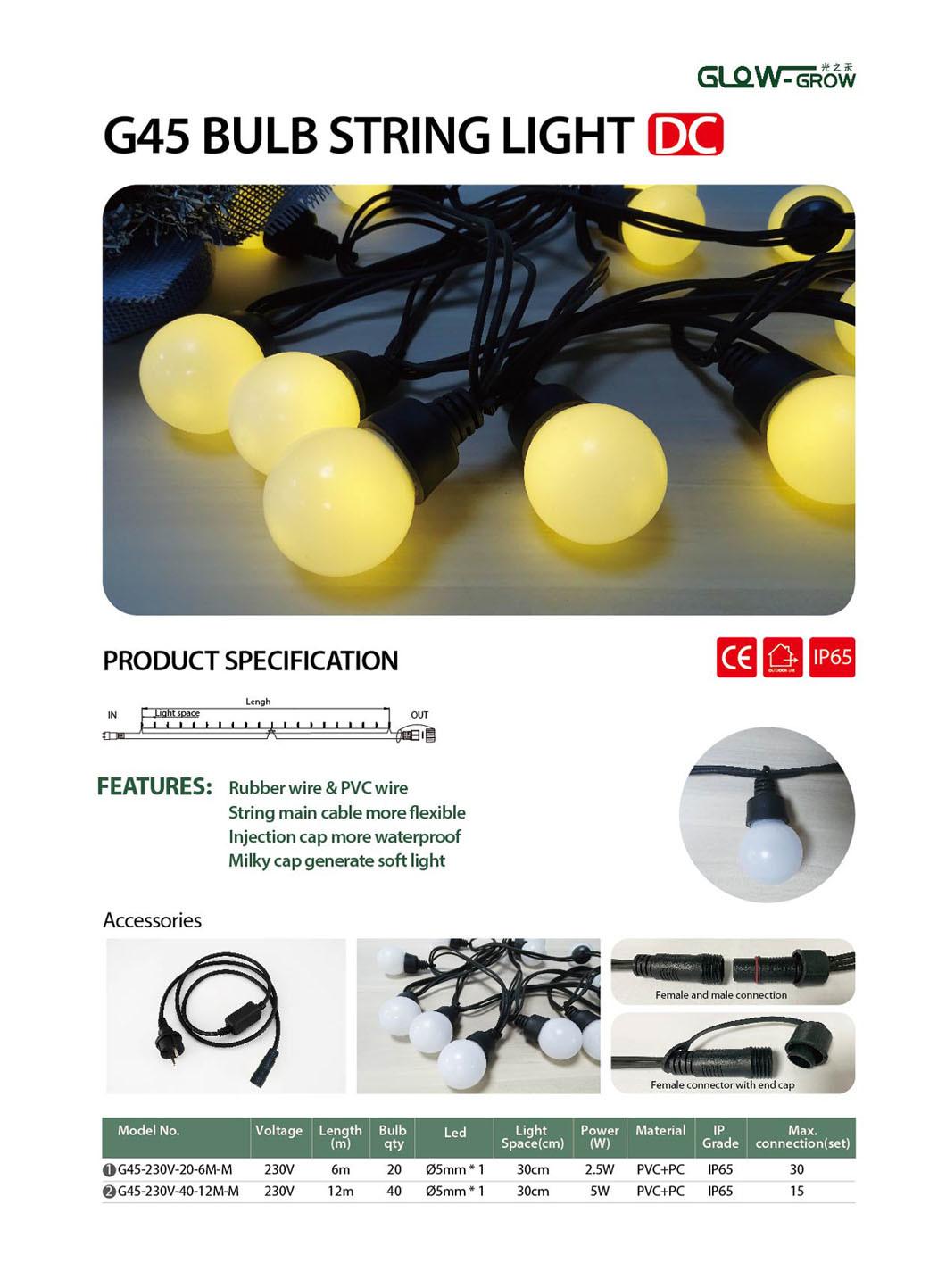 Holiday Use IP65 G45 LED Bulb String Light Festoon Light for Christmas Decoration