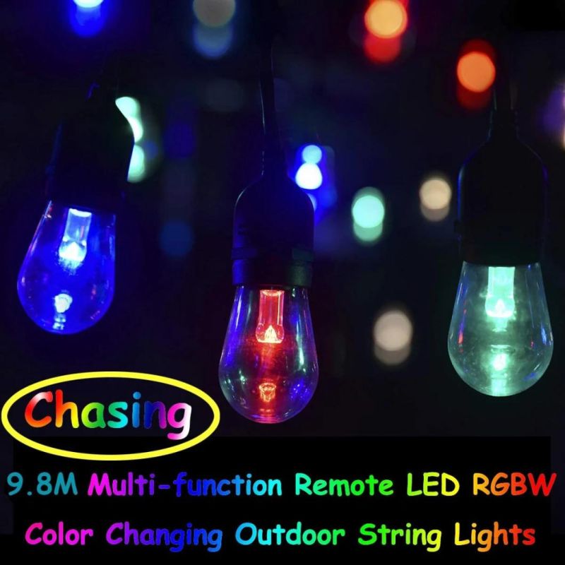 Dimmable Bulb Remote Control LED Outdoor RGBW Color Changing String Light for Garden Patio Backyard