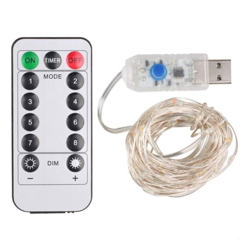 Warm White USB 10meter 100 LEDs Micro Copper Wire with Remote