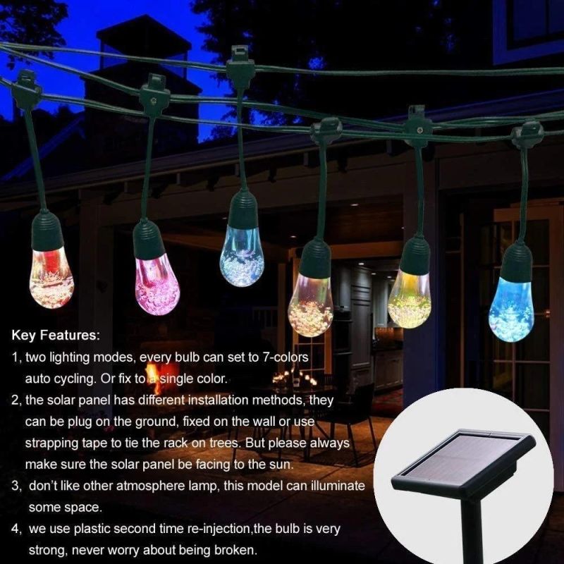 Solar String Bulb Lights Commercial Grade IP65 Waterproof Solar String Lights