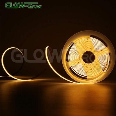 Warm White 24V 5m 480LEDs/M 8mm Pfc Board 100lm/W LED COB Strip Light for Project Wedding Home TV Decoration