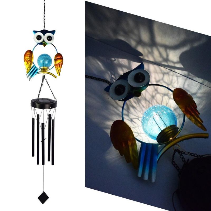 Owl Wind Chimes, Mom Grandma Gift, Solar Winds Chimes Windchime Outdoor Dé Cor, Yard Decorations LED Night Lights Wyz18488