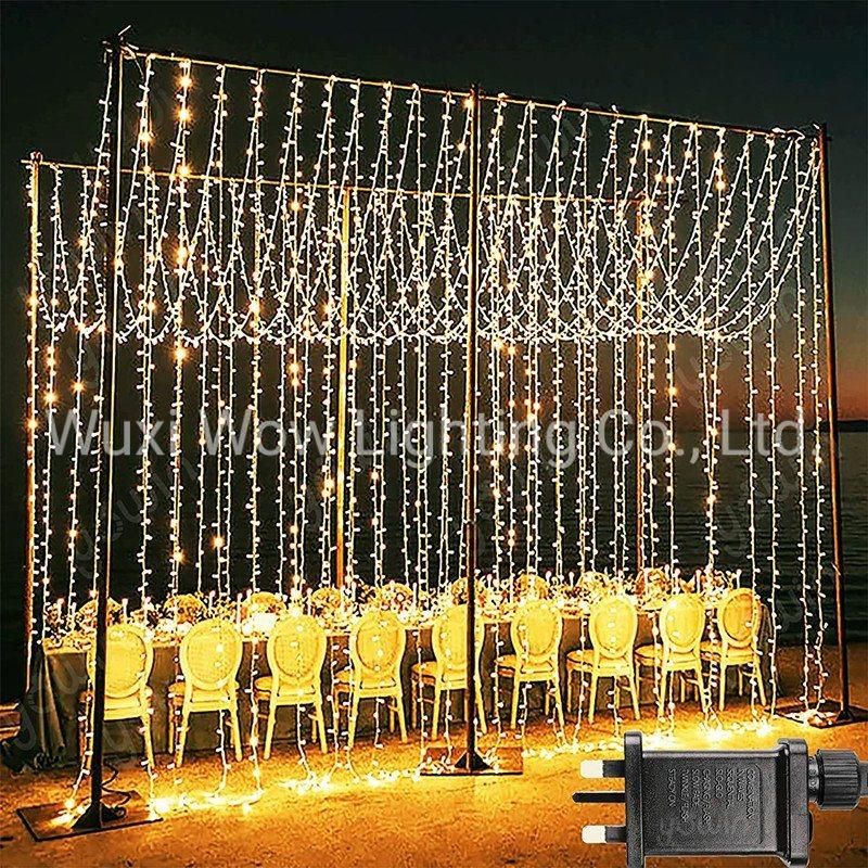 Curtain Light 6m X 3m 600 LED Gazebo Lights Mains Powered, 8 Modes Pergola Lights Plug in Window Lights for Bedroom Indoor Outdoor Garden Wedding Party Decor