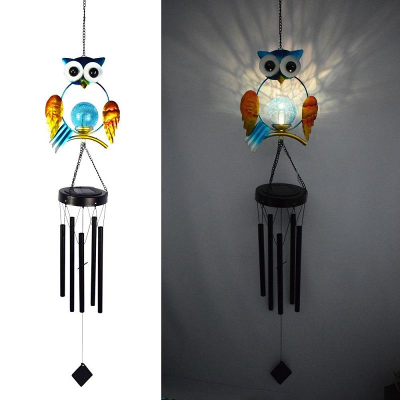 Owl Wind Chimes, Mom Grandma Gift, Solar Winds Chimes Windchime Outdoor Dé Cor, Yard Decorations LED Night Lights Wyz18488