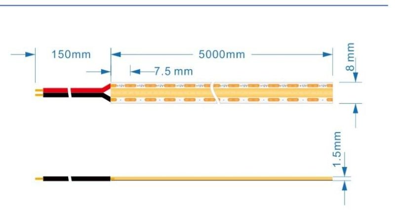 90ra 7.5mm Cut Unit 8mm Width 528LEDs/M LED Flexible COB Strip