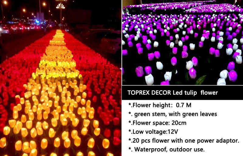Outdoor Ramadan Decorations Artificial Flower LED Tulip Light with up Flowers
