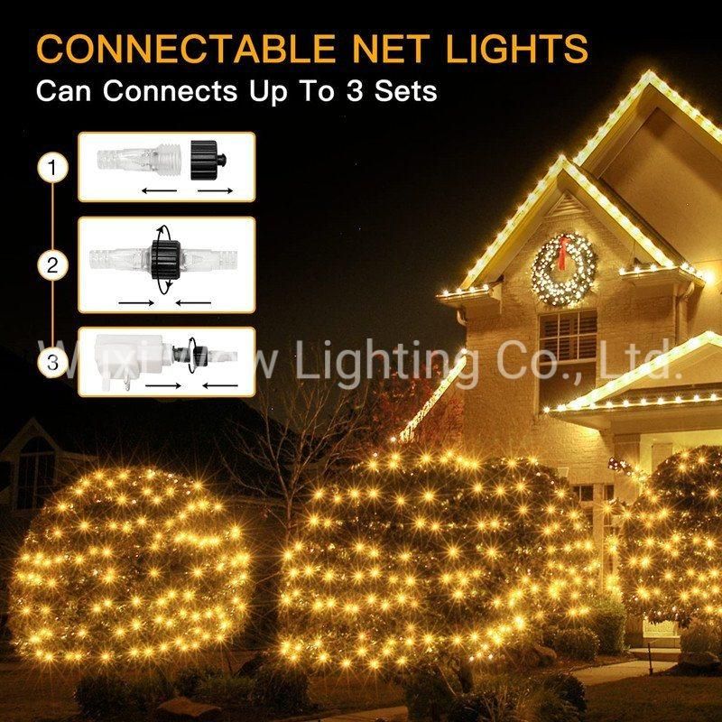 Outdoor Net Lights Garden Mesh Lights 200 LED 3m X 2m Fairy Light Net Lights Mains Powered Warm White Net Lights with Remote & Timer for Indoor Curtain Bedroom